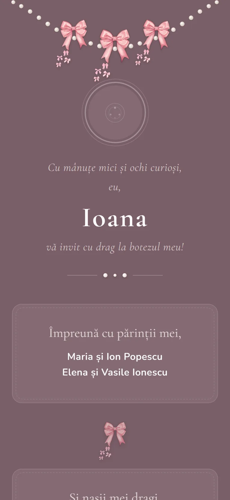Invitație botez Jucăuș