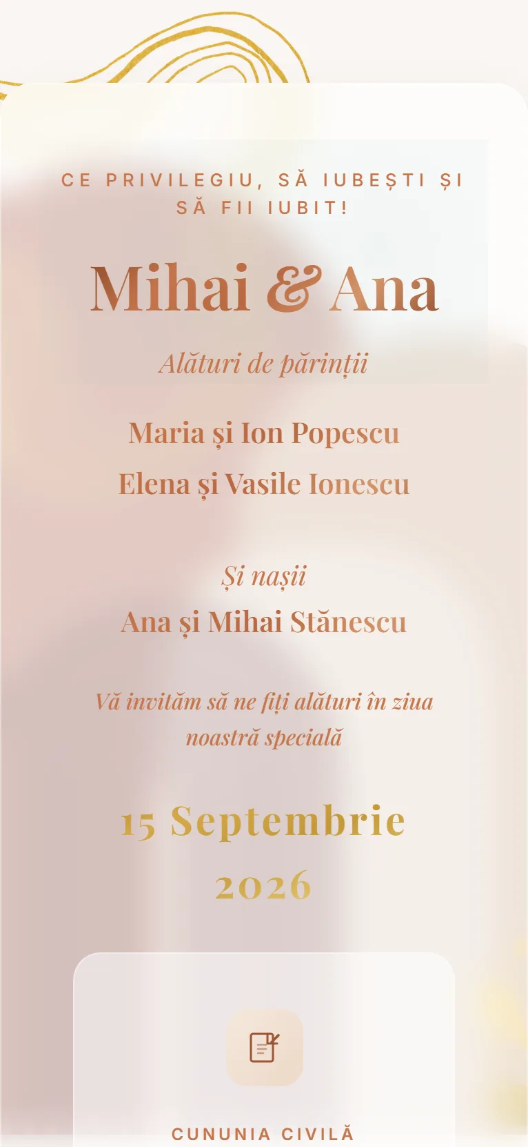 Invitație nuntă Terracotta